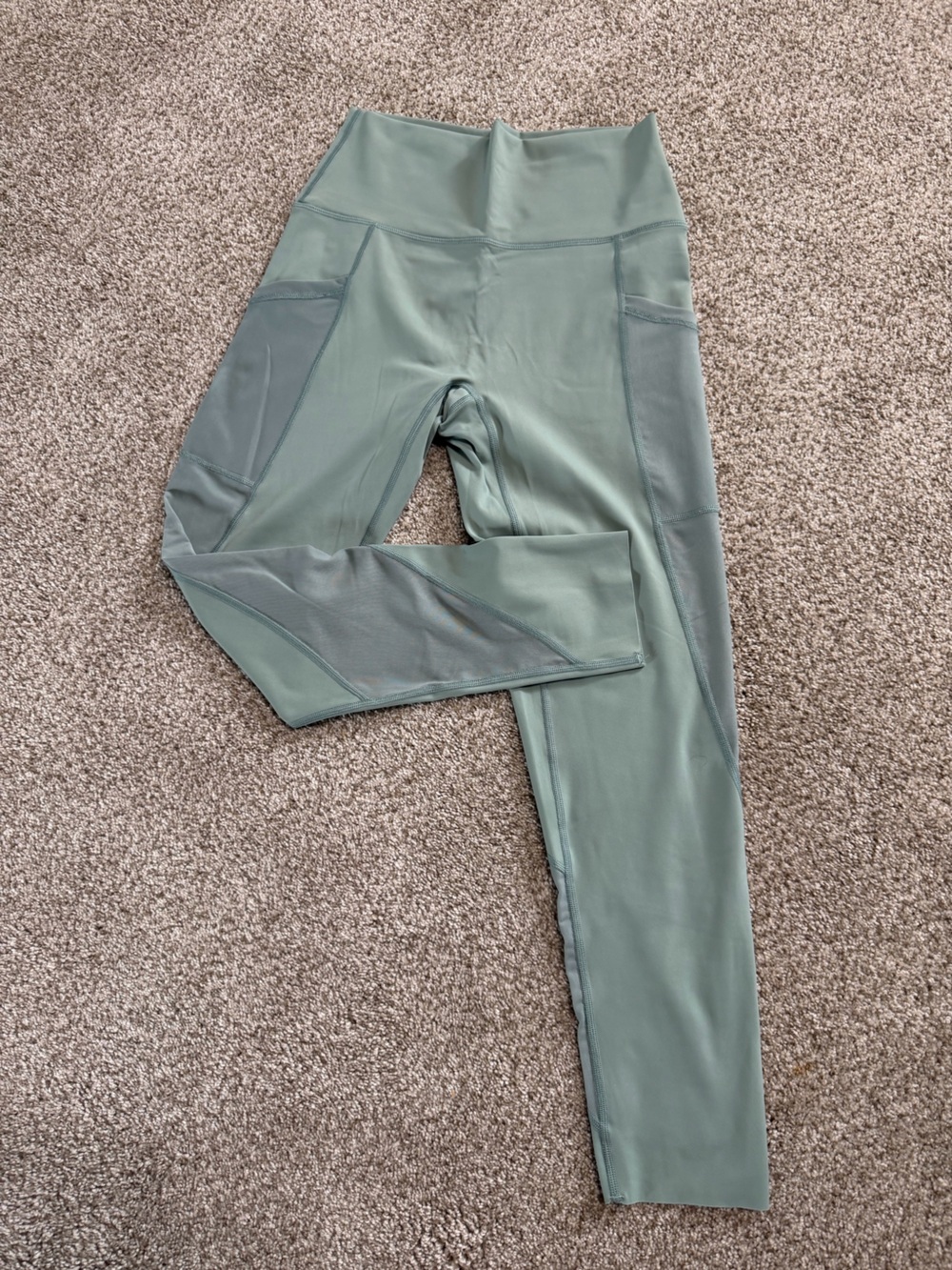 aerie Sage Green High-Rise Mesh Panel Leggings